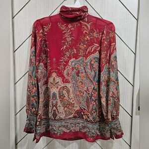 Lauren Ralph Lauren Burgundy Paisley Blouse